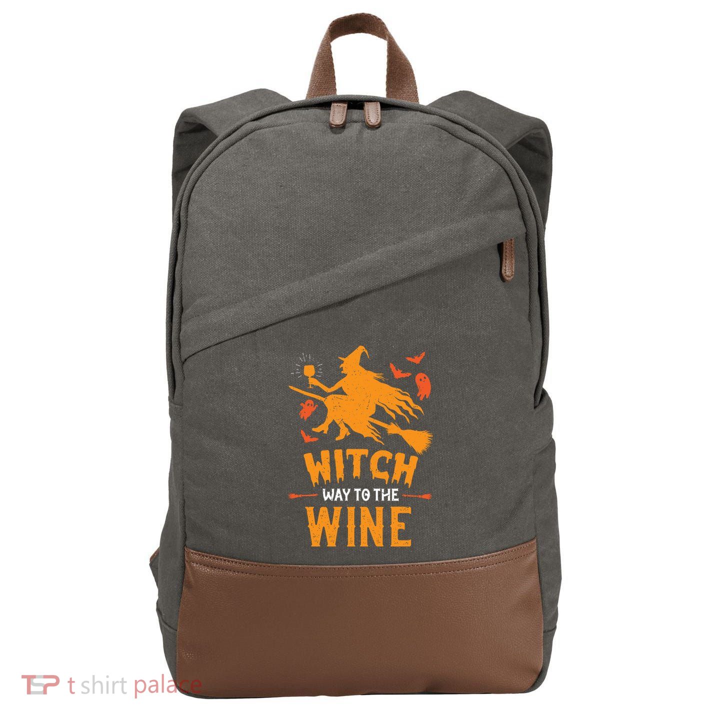Funny Witch Halloween Costume. Witch Way To The Wine Cotton Canvas Backpack
