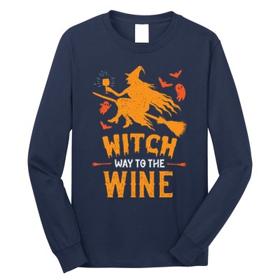 Funny Witch Halloween Costume. Witch Way To The Wine Long Sleeve Shirt