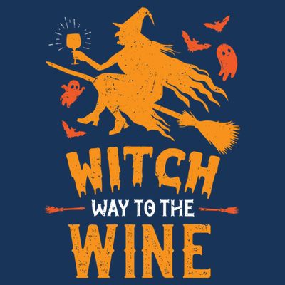 Funny Witch Halloween Costume. Witch Way To The Wine T-Shirt
