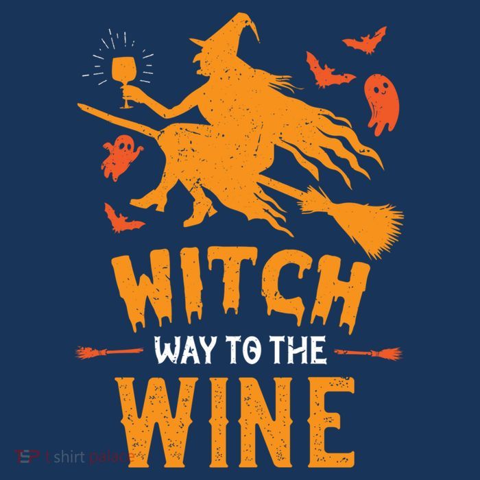 Funny Witch Halloween Costume. Witch Way To The Wine Tall T-Shirt