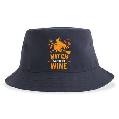 Funny Witch Halloween Costume. Witch Way To The Wine Sustainable Bucket Hat