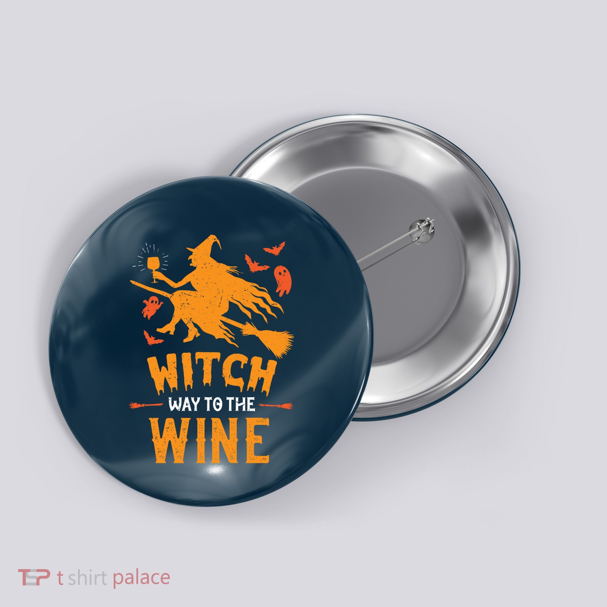 Funny Witch Halloween Costume. Witch Way To The Wine Button