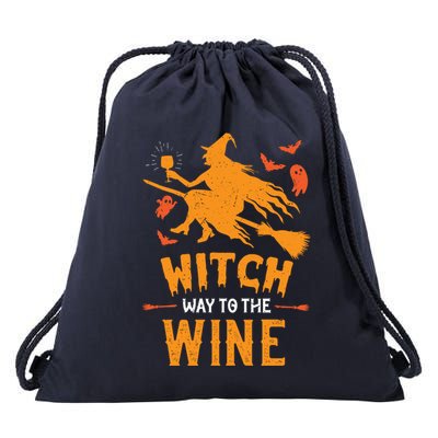 Funny Witch Halloween Costume. Witch Way To The Wine Drawstring Bag