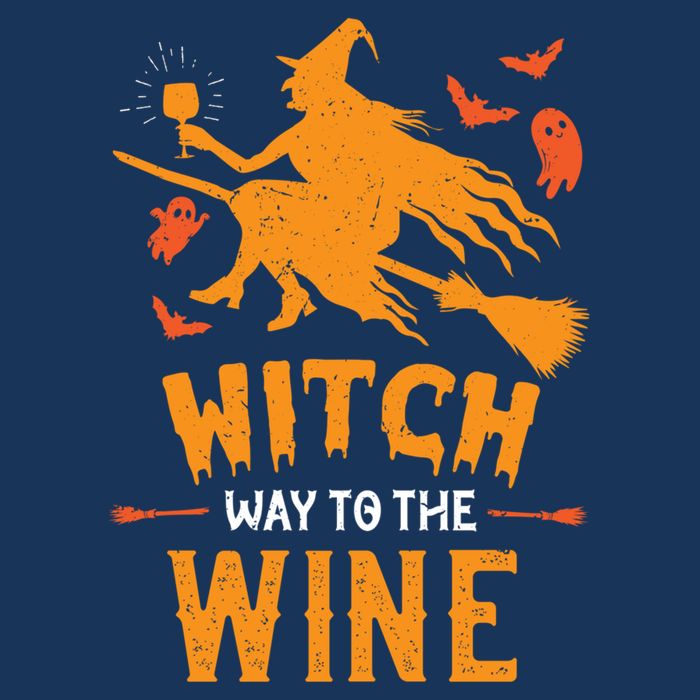 Funny Witch Halloween Costume. Witch Way To The Wine Drawstring Bag