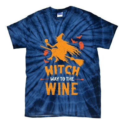 Funny Witch Halloween Costume. Witch Way To The Wine Tie-Dye T-Shirt