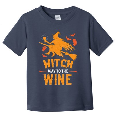 Funny Witch Halloween Costume. Witch Way To The Wine Toddler T-Shirt