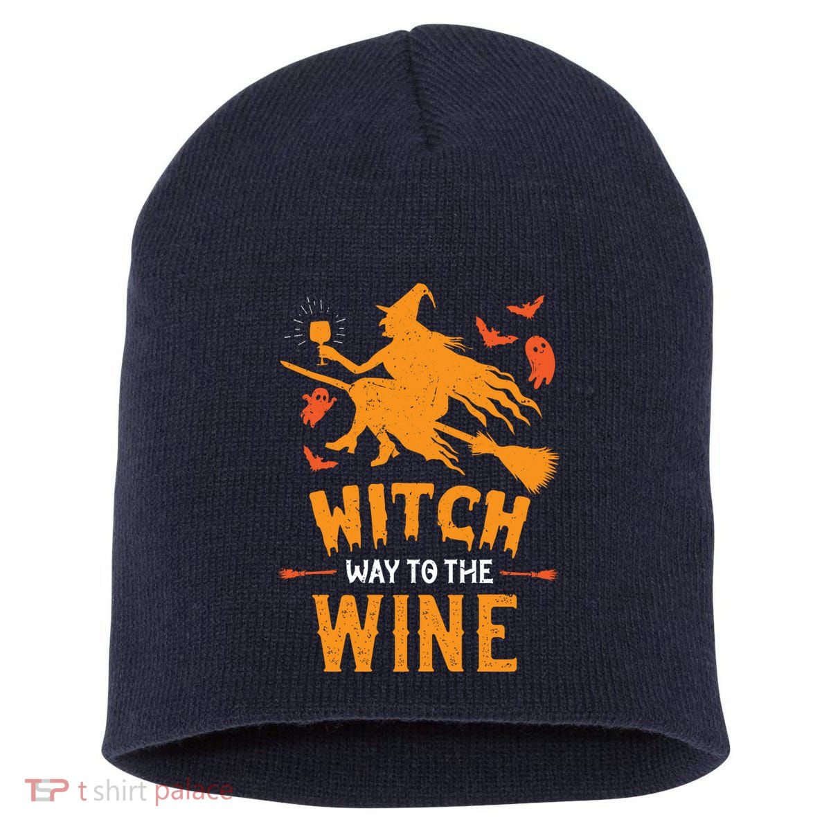 Funny Witch Halloween Costume. Witch Way To The Wine Short Acrylic Beanie