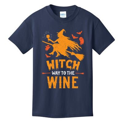 Funny Witch Halloween Costume. Witch Way To The Wine Kids T-Shirt
