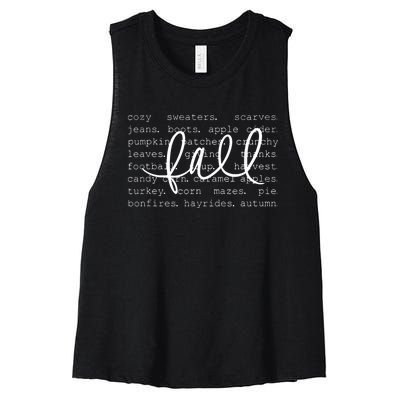 Fall Word Hello Fall Autumn Women's Racerback Cropped Tank