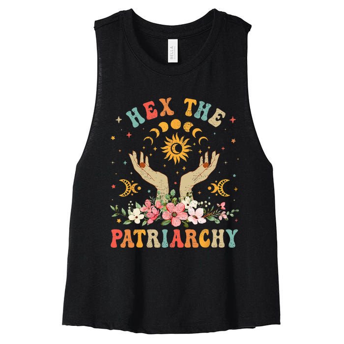 Feminist Witch Hex The Patriarchy Halloween Witch Vibes Women's Racerback Cropped Tank