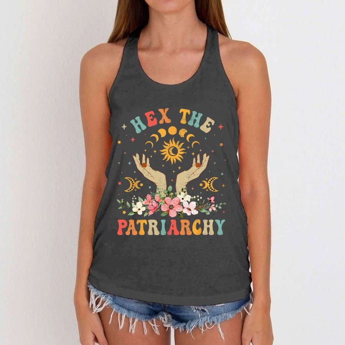 Feminist Witch Hex The Patriarchy Halloween Witch Vibes Women's Knotted Racerback Tank