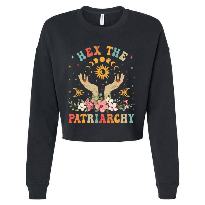 Feminist Witch Hex The Patriarchy Halloween Witch Vibes Cropped Pullover Crew