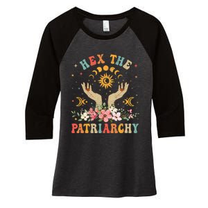 Feminist Witch Hex The Patriarchy Halloween Witch Vibes Women's Tri-Blend 3/4-Sleeve Raglan Shirt