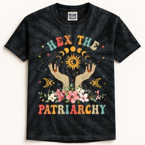 Feminist Witch Hex The Patriarchy Halloween Witch Vibes Kids Tie-Dye T-Shirt