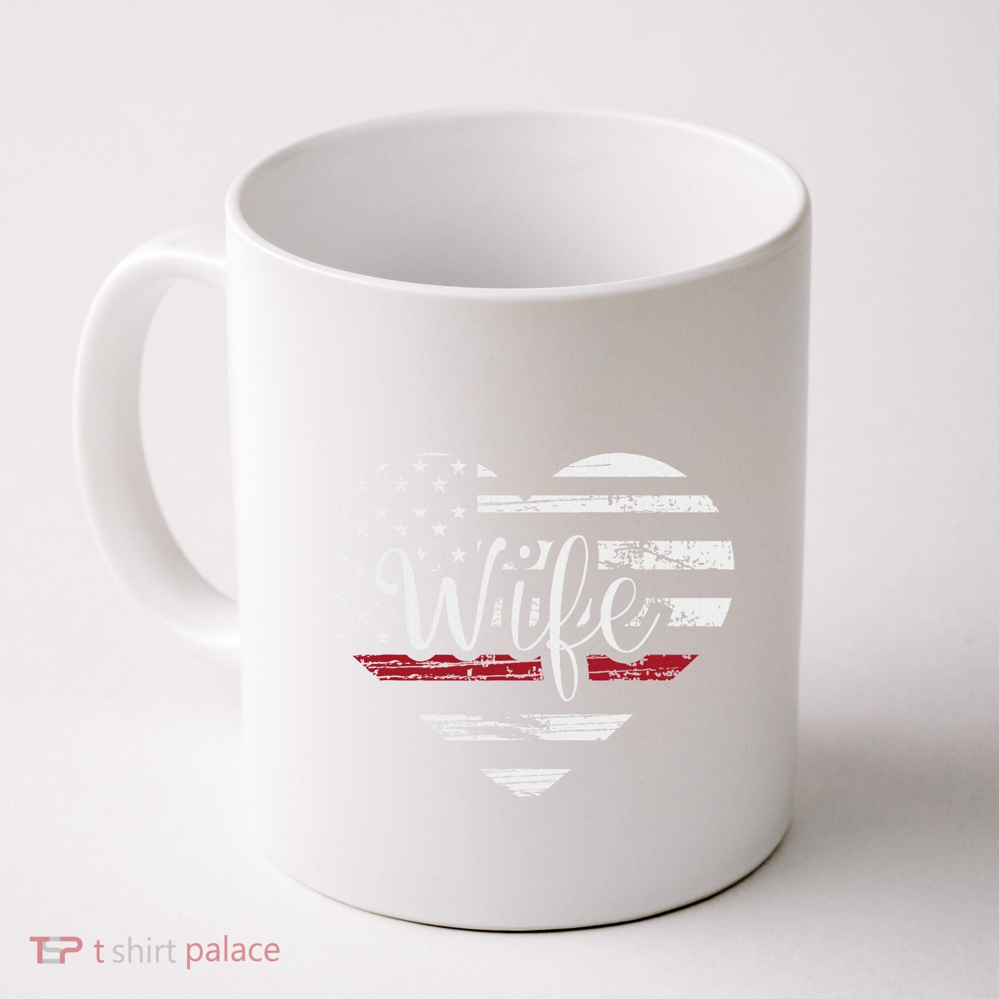 Firefighter Wife Heart Thin Red Line Usa Flag Coffee Mug
