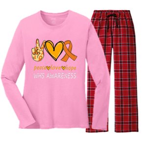 Funny Wolf Hirschhorn Syndrome Awareness Day Women's Long Sleeve Flannel Pajama Set 