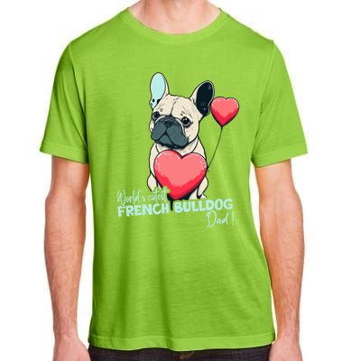 Frenchbulldog With Heartballoon Gift Worlds Coolest Dad Gift Adult ChromaSoft Performance T-Shirt