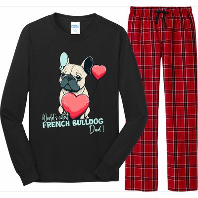 Frenchbulldog With Heartballoon Gift Worlds Coolest Dad Gift Long Sleeve Pajama Set