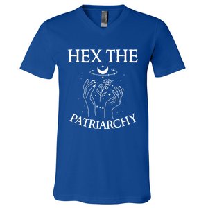 Feminist Witch Hex The Patriarchy Witchcraft Wiccan Gift V-Neck T-Shirt