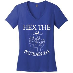 Feminist Witch Hex The Patriarchy Witchcraft Wiccan Gift Women's V-Neck T-Shirt