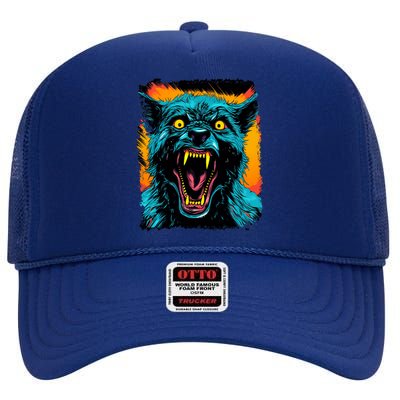 Frightnightfits Werewolf Halloween High Crown Mesh Back Trucker Hat