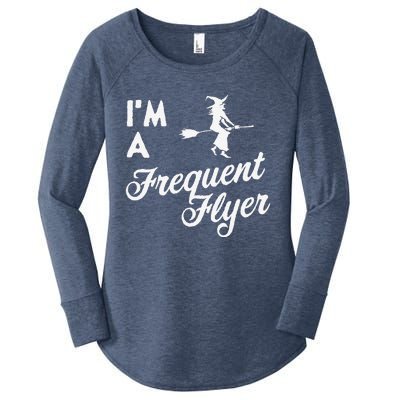 Funny Women Halloween Im A Frequent Flyer Witch Women's Perfect Tri Tunic Long Sleeve Shirt