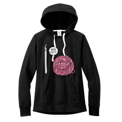 Funny Wanna Hook Up Crochet Lover Gift Crocheting Funny Gift Cool Gift Women's Fleece Hoodie