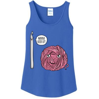 Funny Wanna Hook Up Crochet Lover Gift Crocheting Funny Gift Cool Gift Ladies Essential Tank