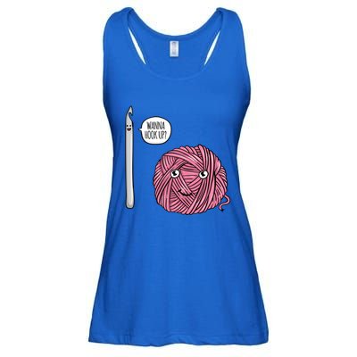 Funny Wanna Hook Up Crochet Lover Gift Crocheting Funny Gift Cool Gift Ladies Essential Flowy Tank