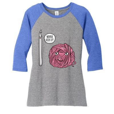 Funny Wanna Hook Up Crochet Lover Gift Crocheting Funny Gift Cool Gift Women's Tri-Blend 3/4-Sleeve Raglan Shirt