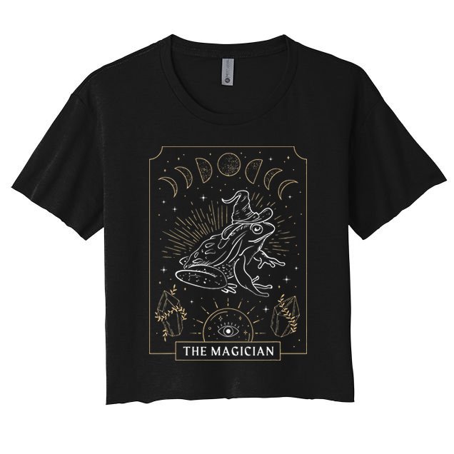 Frog Wizard Hat Moon Dark Academia Aesthetic Cottagecore Crop Top