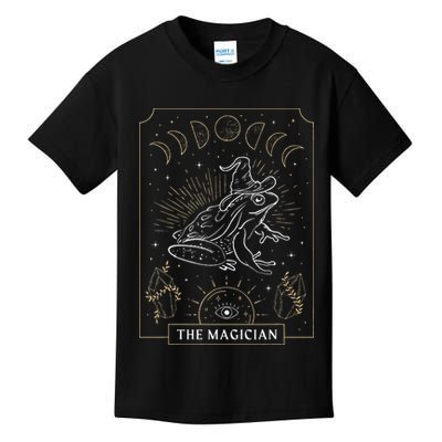 Frog Wizard Hat Moon Dark Academia Aesthetic Cottagecore Kids T-Shirt
