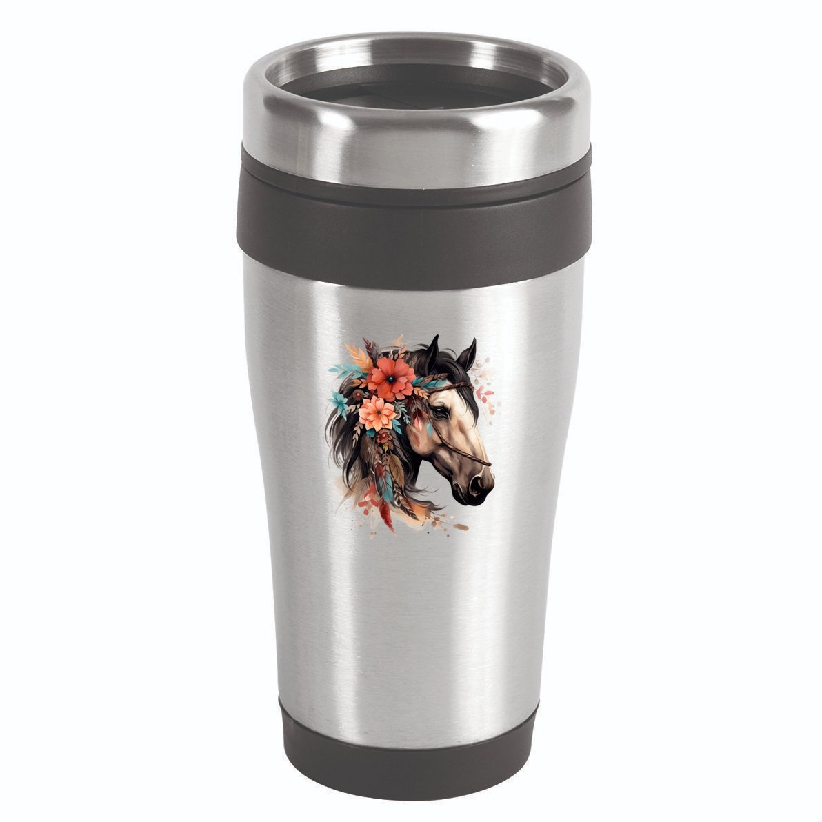 Floral Wild Horse Country Horse Riding Meaningful Gift 16oz Travel Tumbler