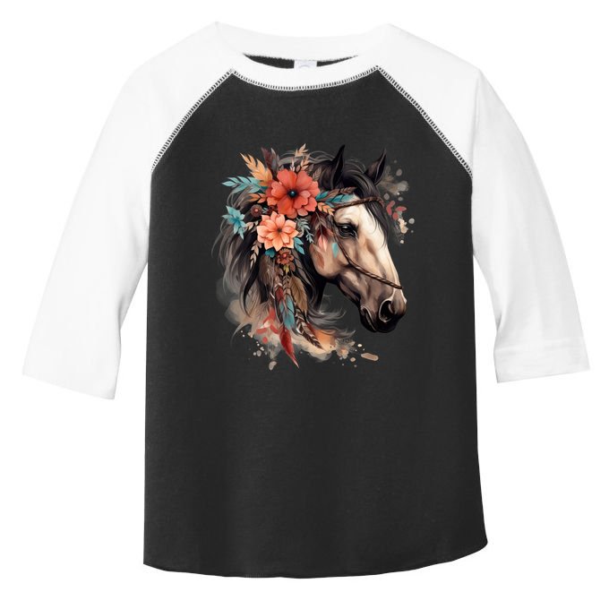 Floral Wild Horse Country Horse Riding Meaningful Gift Toddler Fine Jersey T-Shirt