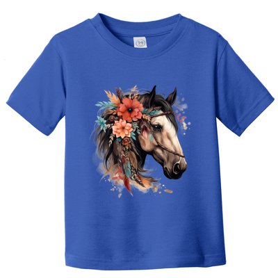 Floral Wild Horse Country Horse Riding Meaningful Gift Toddler T-Shirt