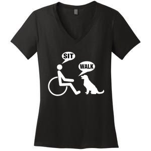 Funny Wheelchair Humor Joke For A Disability In A Wheelchair Women's V-Neck T-Shirt