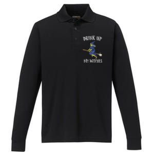 Funny Witch Halloween Design Up My Witches Ing Gift Performance Long Sleeve Polo