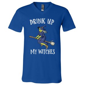 Funny Witch Halloween Design Up My Witches Ing Gift V-Neck T-Shirt