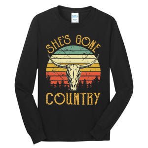 Funny Western Howdy Rodeo Cowhide She's Gone Country Music Tall Long Sleeve T-Shirt