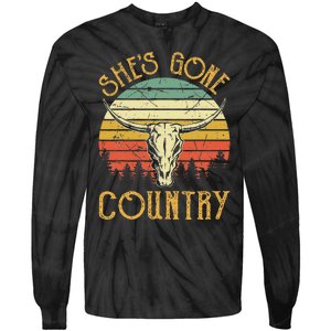 Funny Western Howdy Rodeo Cowhide She's Gone Country Music Tie-Dye Long Sleeve Shirt