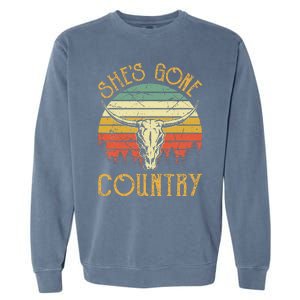 Funny Western Howdy Rodeo Cowhide She's Gone Country Music Garment-Dyed Sweatshirt