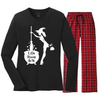 Funny Witch Halloween I Like Stirring The Pot Women's Long Sleeve Flannel Pajama Set 