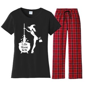 Funny Witch Halloween I Like Stirring The Pot Women's Flannel Pajama Set