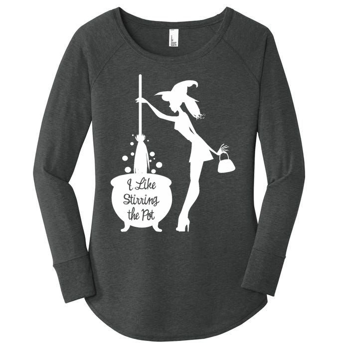 Funny Witch Halloween I Like Stirring The Pot Women's Perfect Tri Tunic Long Sleeve Shirt