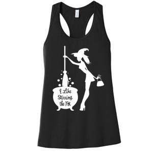 Funny Witch Halloween I Like Stirring The Pot Women's Racerback Tank