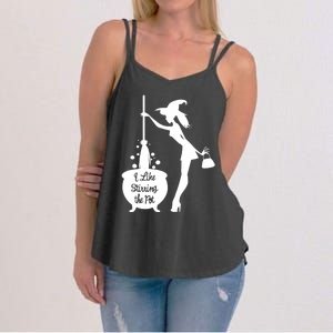 Funny Witch Halloween I Like Stirring The Pot Women's Strappy Tank