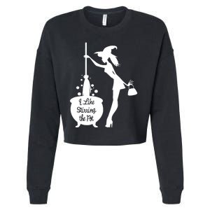 Funny Witch Halloween I Like Stirring The Pot Cropped Pullover Crew