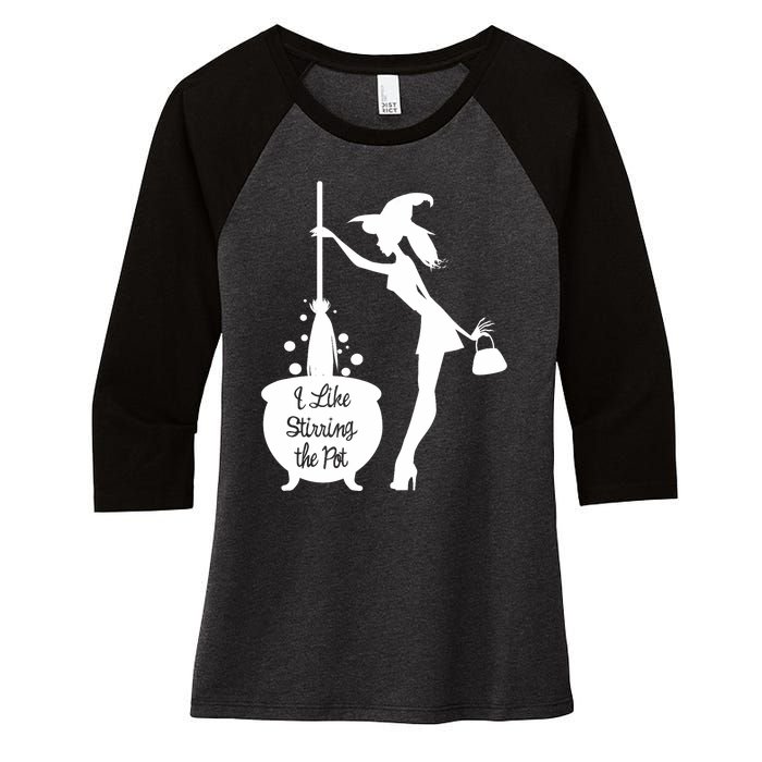 Funny Witch Halloween I Like Stirring The Pot Women's Tri-Blend 3/4-Sleeve Raglan Shirt