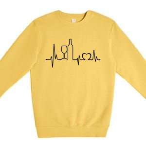 Funny Wine Heartbeat Wine Lover Er Valentine's Day Gift Premium Crewneck Sweatshirt