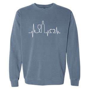 Funny Wine Heartbeat Wine Lover Er Valentine's Day Gift Garment-Dyed Sweatshirt